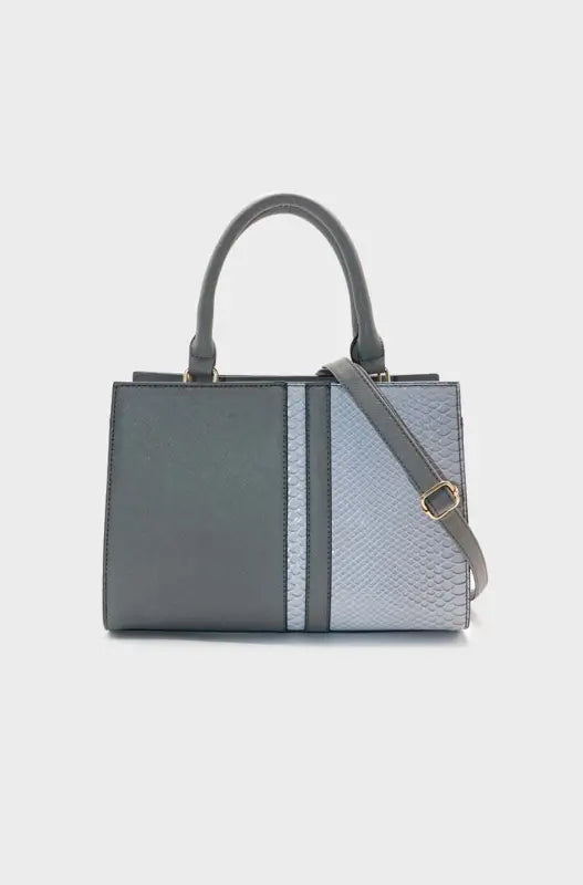 Light grey faux outlet leather boxy tote bag