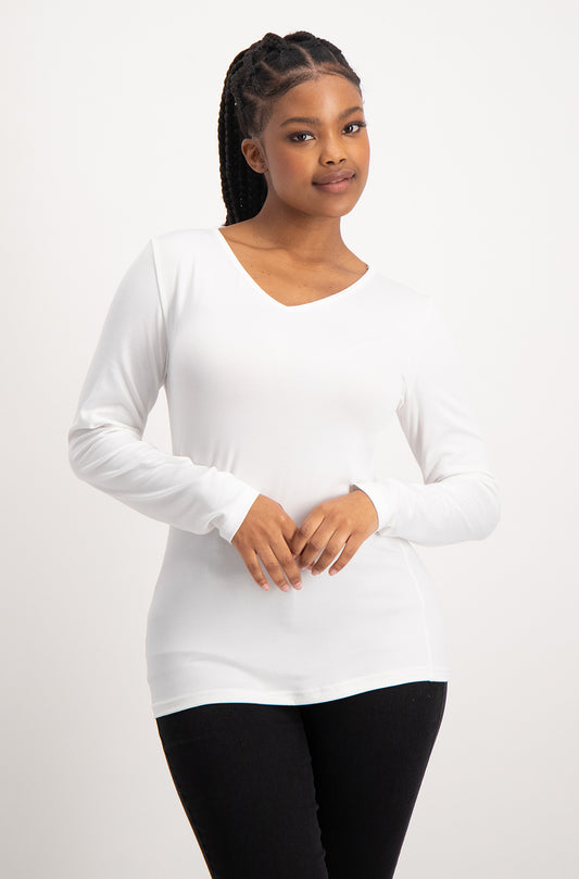 Vayla V Neck Tee _ 127572 _ White