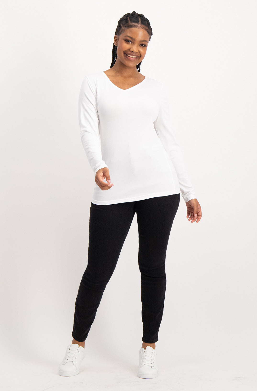 Vayla V Neck Tee _ 127572 _ White