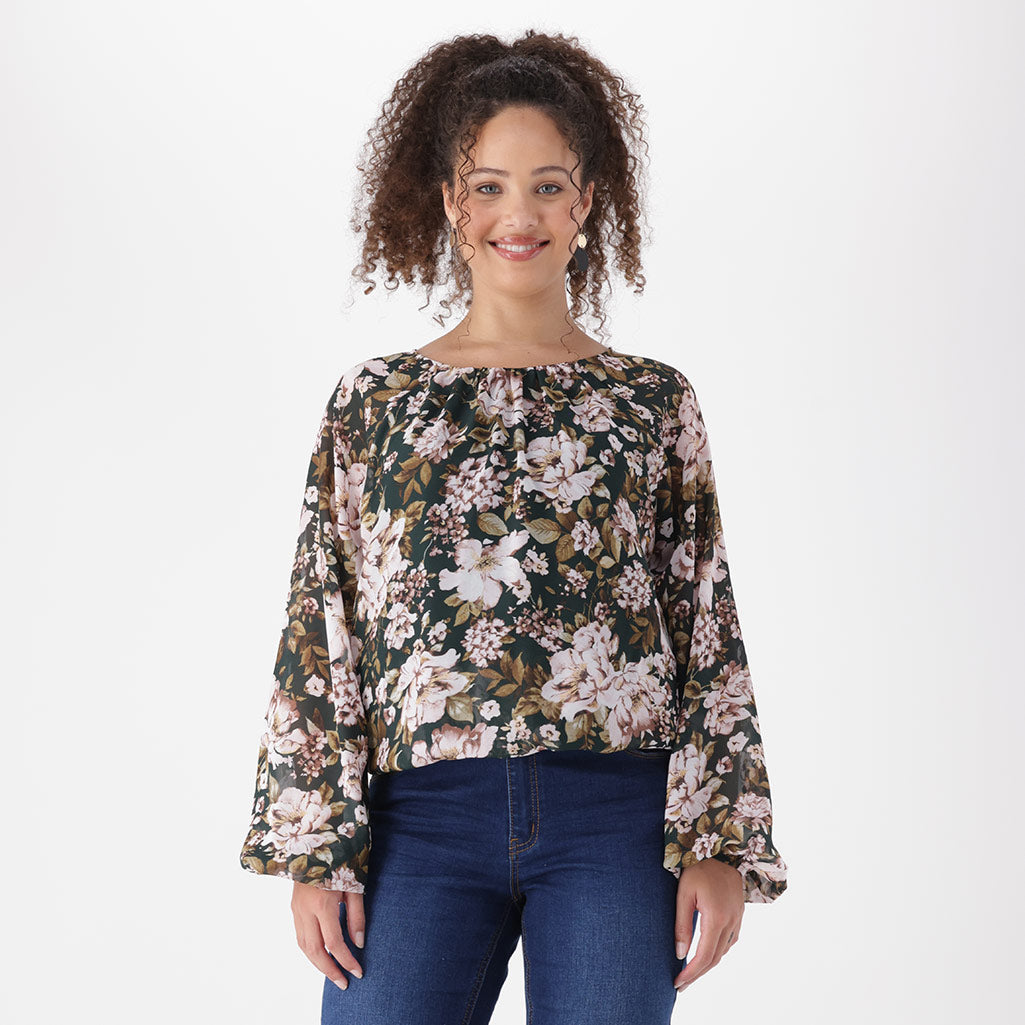 Dunns Clothing | Kamala Bubble Hem Blouse _ 148508 _ Green | R279