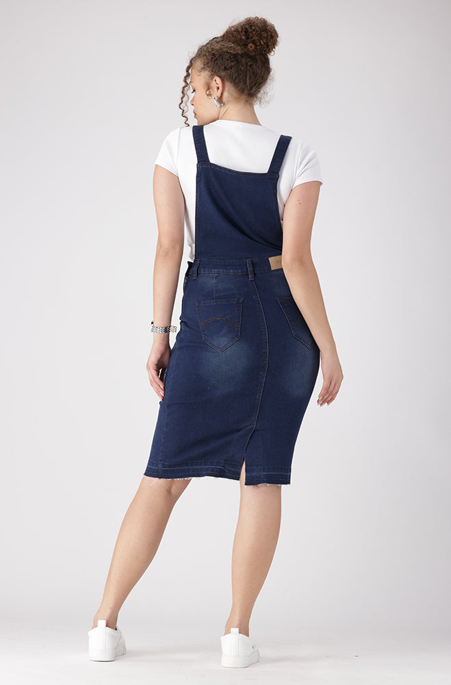 AMARI DUNGAREE DRESS_ 153972 _ Dark Wash