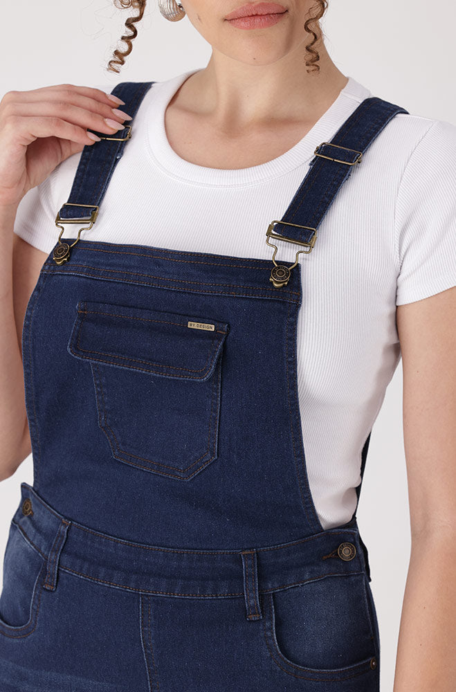 AMARI DUNGAREE DRESS_ 153972 _ Dark Wash