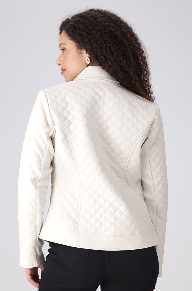 Cleo Quilted Pu Biker Jacket _ 155808 _ Cream