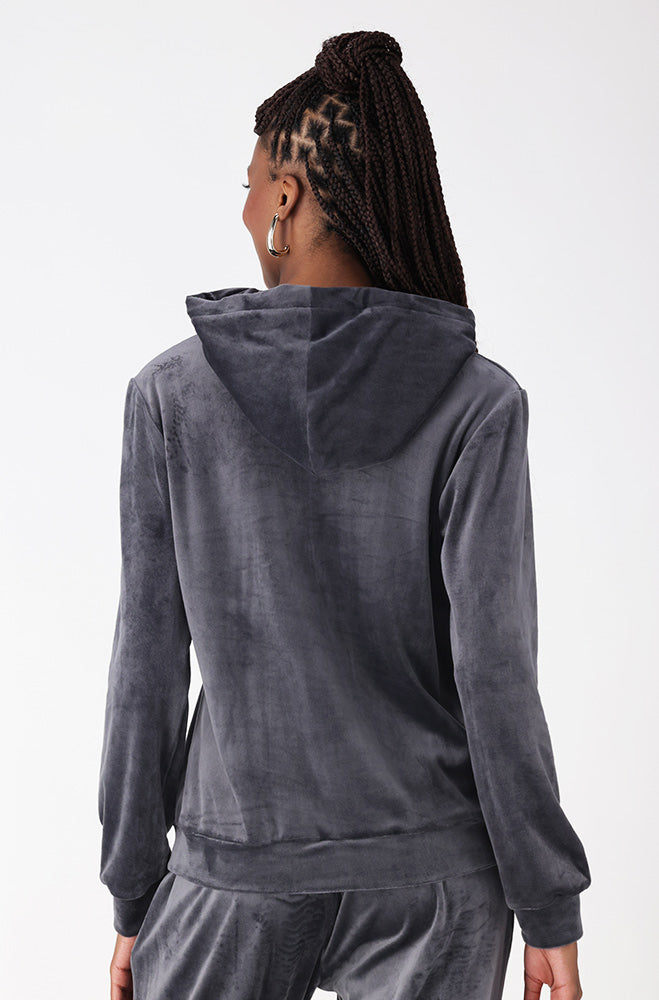 BRITNEY VELOUR HOODIE _ 156121 _ Charcoal