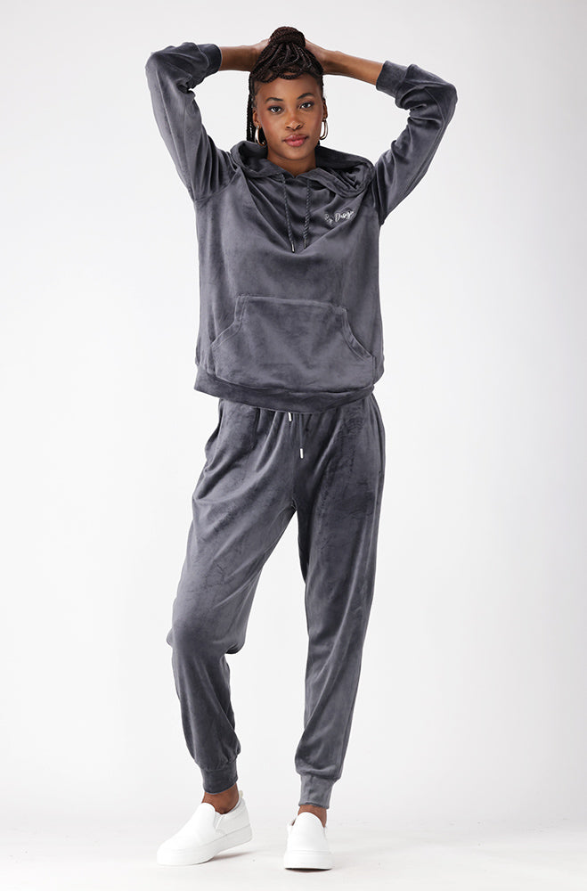 Britney Velour Jogger _ 156122 _ Grey