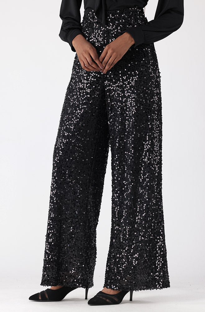 Gloria Sequin Pant _ 156131 _ Black