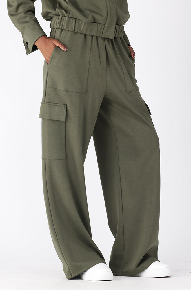 Sofia Soft Touch Scuba Wide Leg Pants _ 156912 _ Fatigue