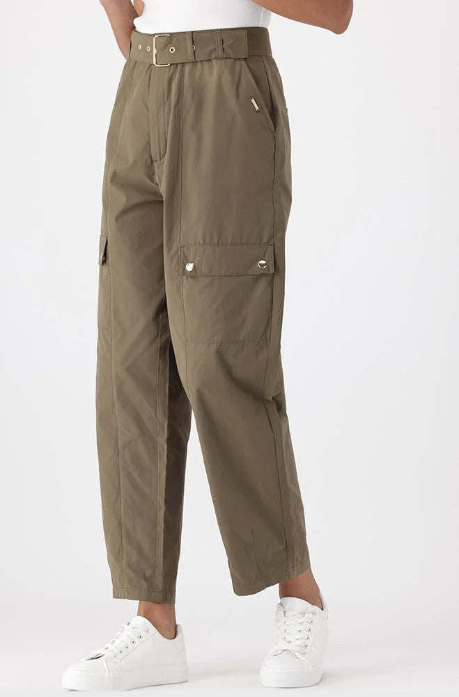 Dunns Clothing | Ladies | ARIA BELTED CARGO PANTS _ 151476 Fatigue