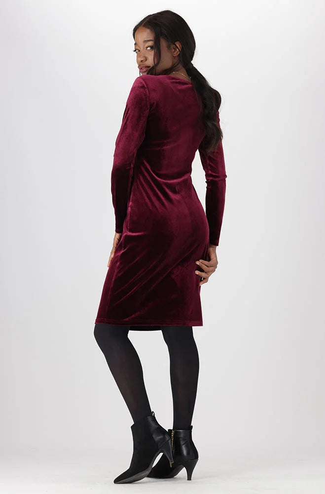Dunns Clothing | Ladies | Aria Scoop Neck Bodycon Dress _ 148648 Burgundy