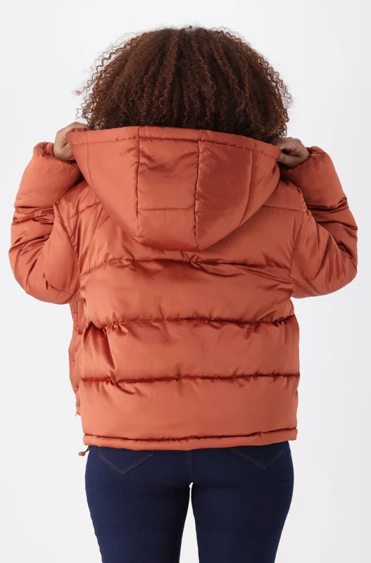 Dunns Clothing | Ladies | Cleo Satin Puffer _ 145114 Rust
