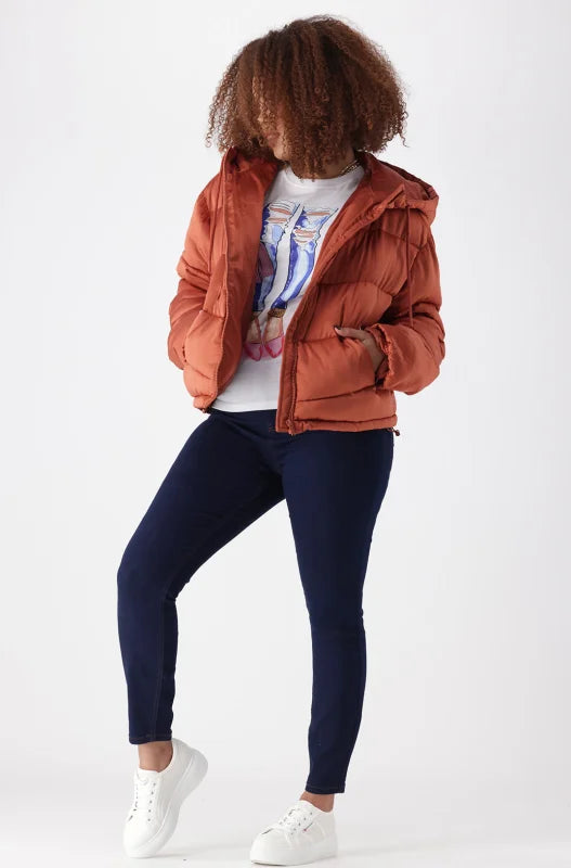 Dunns Clothing | Ladies | Cleo Satin Puffer _ 145114 Rust