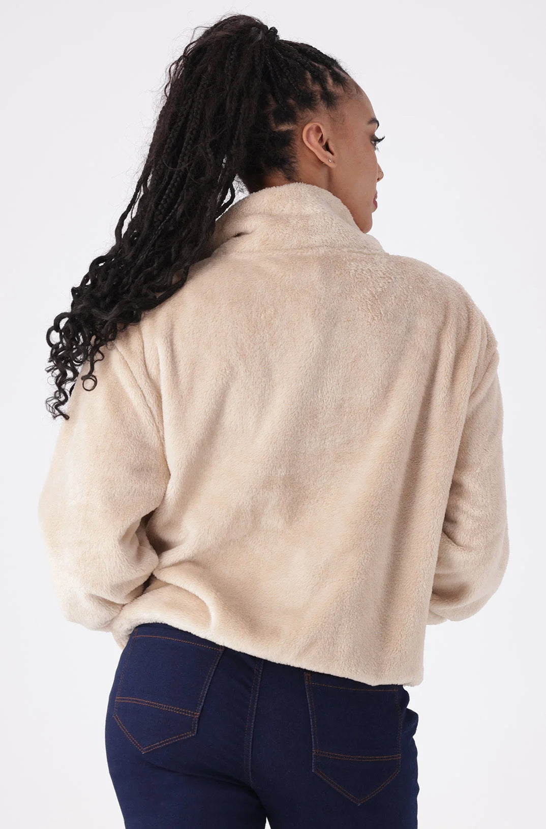 Dunns Clothing | Ladies | Emma Fluffy Quarter Zip Top _ 147800 Natural