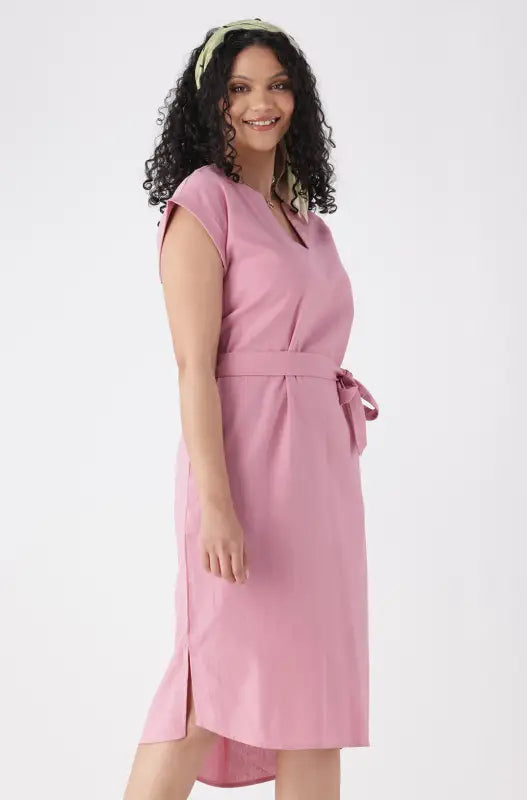 Dunns Clothing | Gia Belted Dress _ 144087 _ Pink | R299