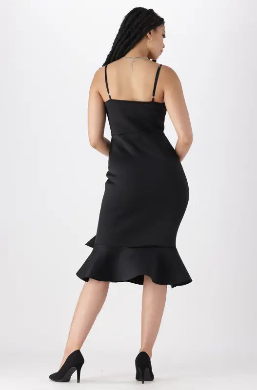 Dunns Clothing | Ladies | GWEN STRAPPY FRILL BODYCON DRESS _ 145011 Black