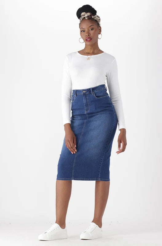 Long denim skirt size 16 best sale