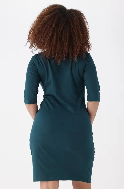 Dunns Clothing | Ladies | Koko Three Quarter Sleeve Printed Dress _ 148399 Teal