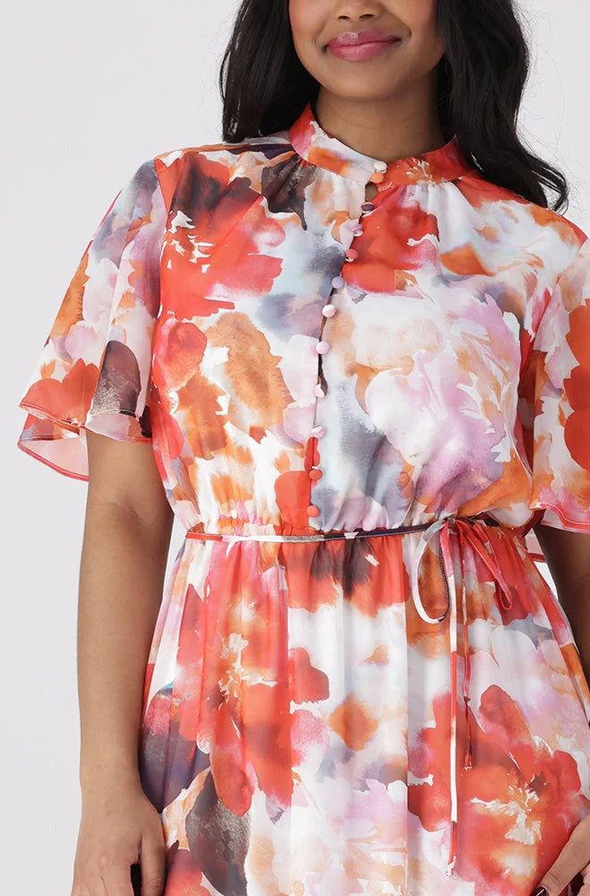 Dunns Clothing | Ladies | Lenora Floral Chiffon Dress _ 154181 Multi