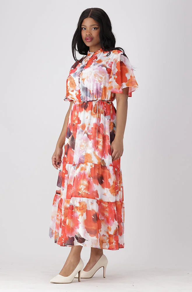 Dunns Clothing | Ladies | Lenora Floral Chiffon Dress _ 154181 Multi