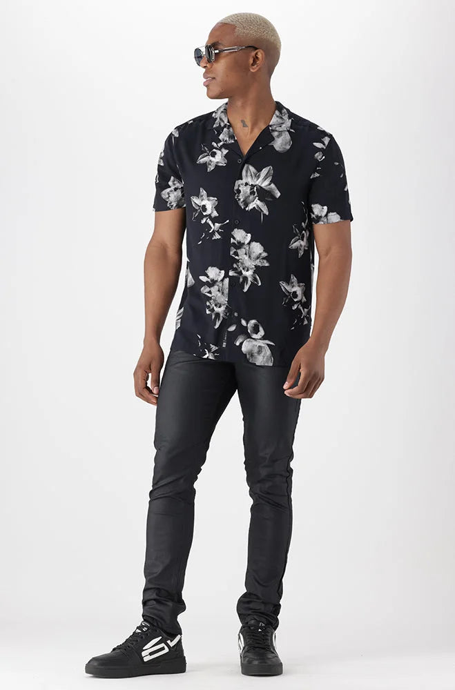 Mens black viscose shirt best sale