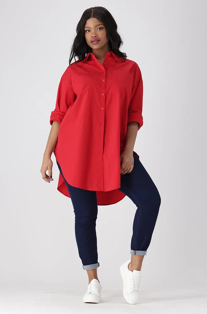 Dunns Clothing | Ladies | MIA BOYFRIEND SHIRT _ Red