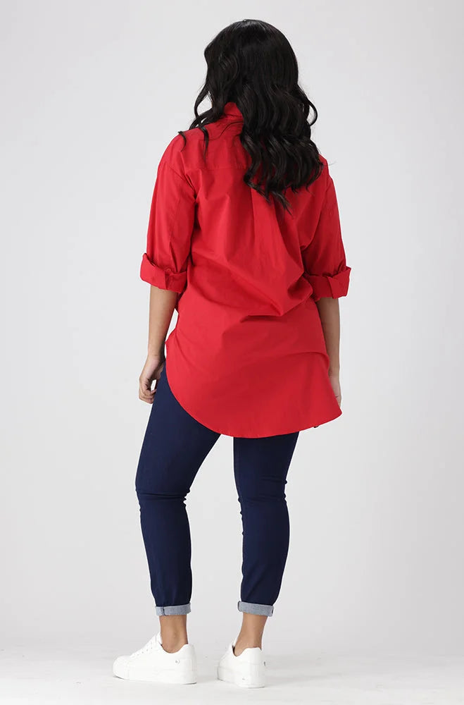 Dunns Clothing | Ladies | MIA BOYFRIEND SHIRT _ Red