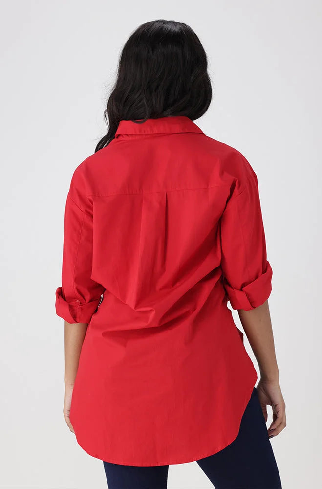 Dunns Clothing | Ladies | MIA BOYFRIEND SHIRT _ Red