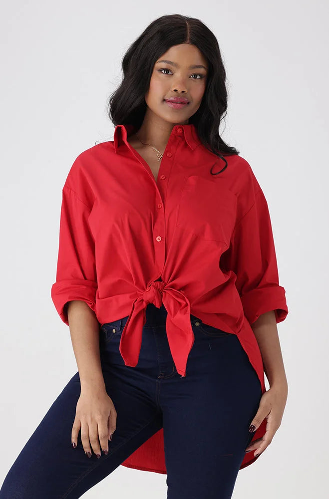 Dunns Clothing | Ladies | MIA BOYFRIEND SHIRT _ Red