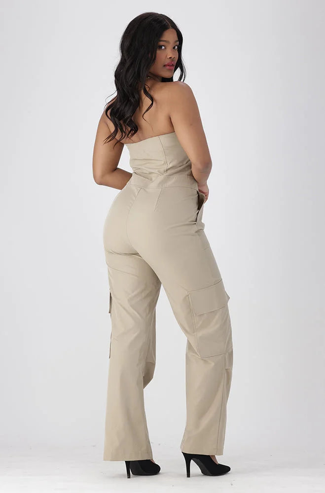 Dunns Clothing | Ladies | Sienna Boobtube Jumpsuit _ 151610 Beige