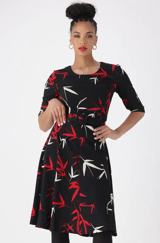 Dunns Clothing | Ladies | Stefani Belted Fit And Flare Dress _ 147573 Multi