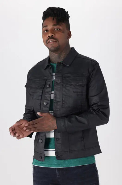 Dark green denim jacket mens sale