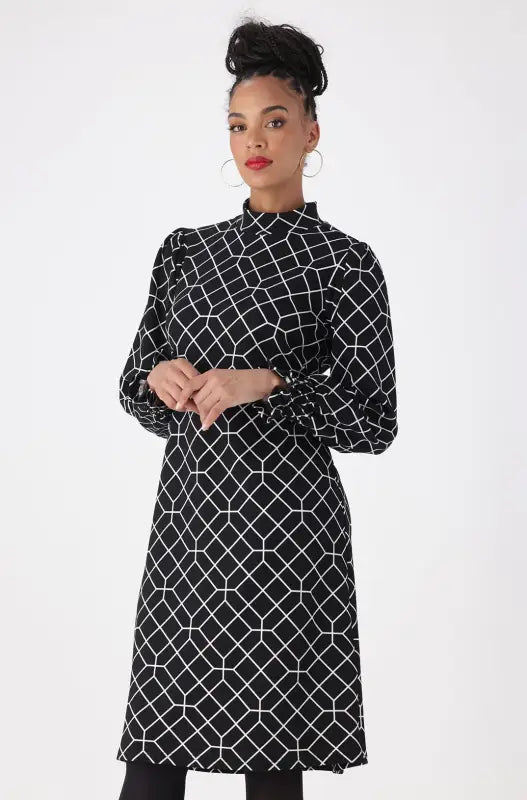 Dunns Clothing | Talia Turtle Neck Shift Dress _ 148646 _ Black | R199