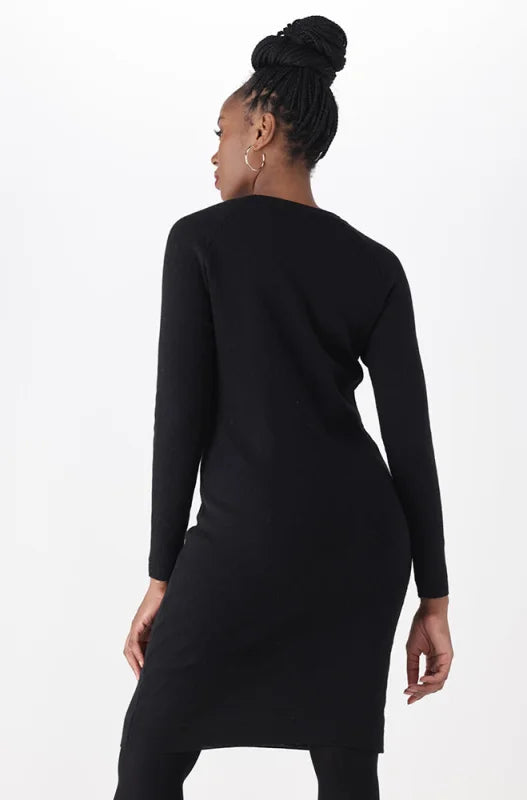 Dunns Clothing | Ladies | TAMMY KNIT BUTTON DETAIL DRESS _ 146265 Black