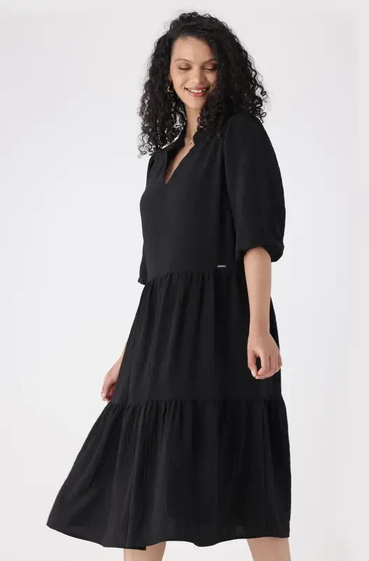 Dunns Clothing | TARA WOVEN PORTOFINO DRESS _ 146063 _ Black | R279