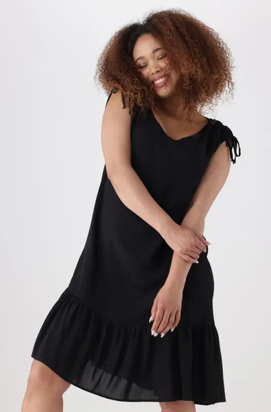 Black shoulder tie top dress